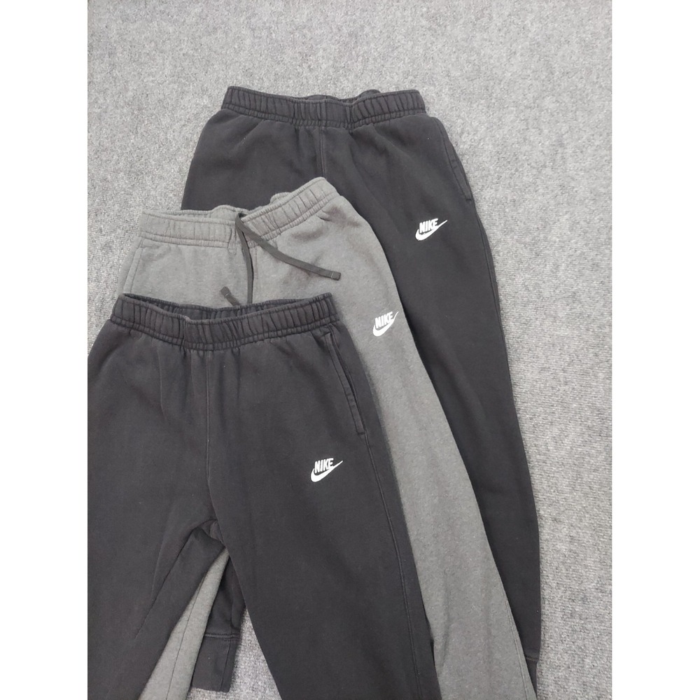 Lot 3 Nike Sweat Pants Joggers Mens Small Black Gray Logo Club Fleece Gym sports